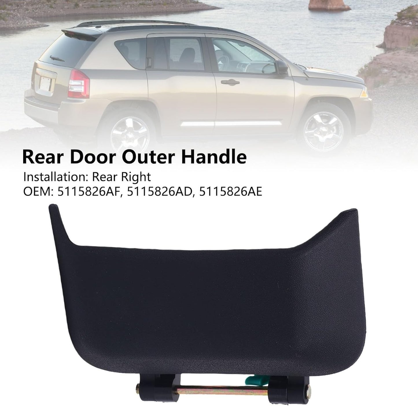 Rear Right Passenger Side Exterior Door Handle Black For 2007-2016 Jeep Compass