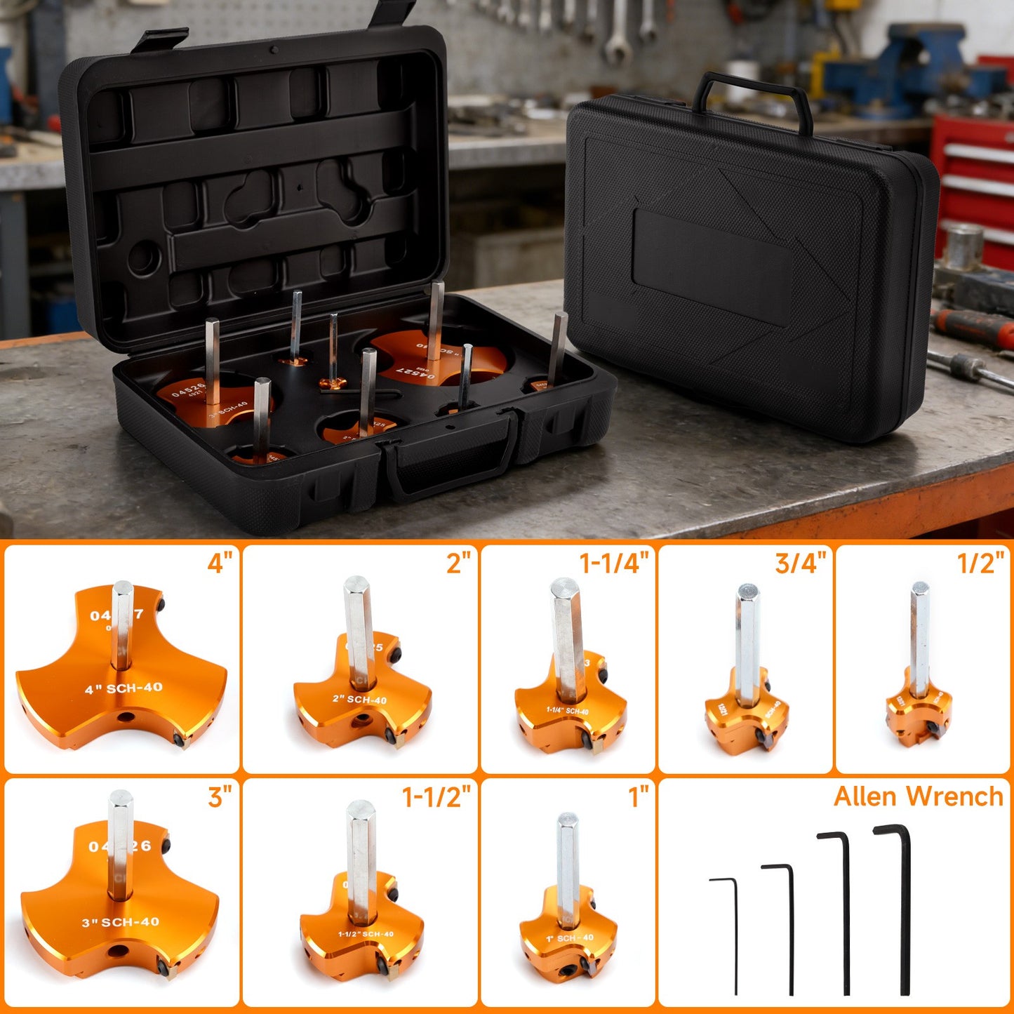 PVC Pipe Reamer Kit 8 Sizes Triple Blades PVC Fitting Saver For Plumbing