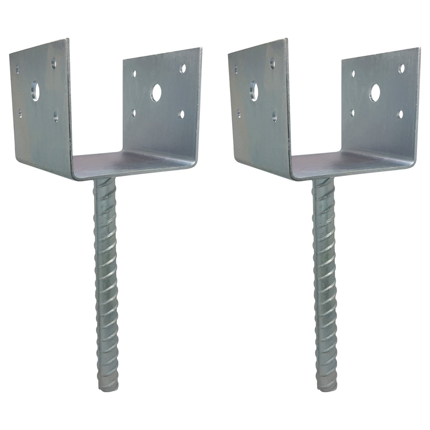 U Shaped 4x4 Deck Post Concrete Anchor Spike, Fence Post Base, Zinc Plated (2)