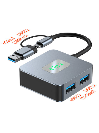 4 in 2 Type-C + USB to USB3.2*4 Interface Hub Adapter Dock for MacBook iPad 15