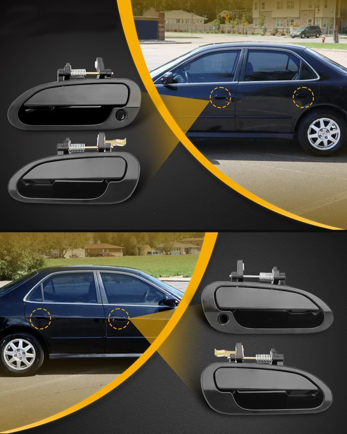 4Pcs Outside Exterior Door Handles Front & Rear Side Fit 1998-2002 Honda Accord
