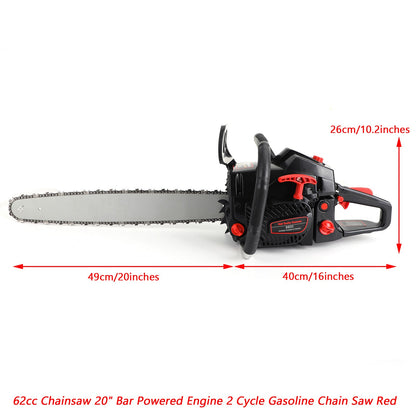 ??62cc Gas Chainsaw 20" Bar Gasoline Powered Chain Saw 2 Cycle Engine Cutting
