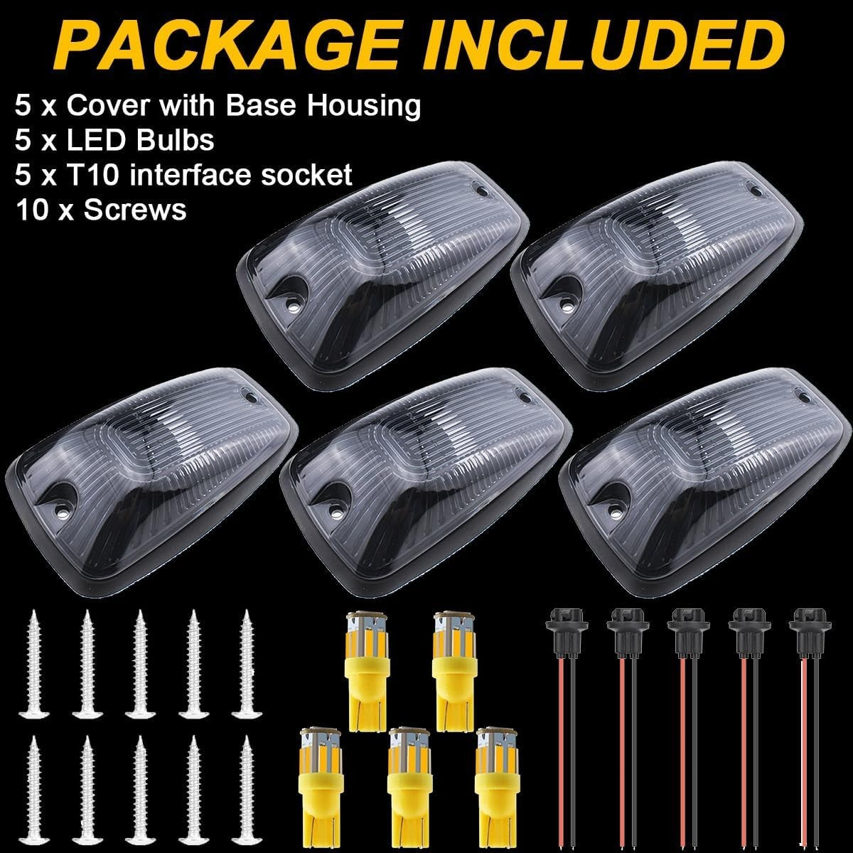 5x For 1988-2002 Chevy/GMC Pickup Trucks Roof Top Cab Lights Amber Marker Lights