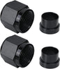 2 Sets 6AN Female To 3/8" Tube Nut & Sleeve 37 Degree Aluminum Black Hardline