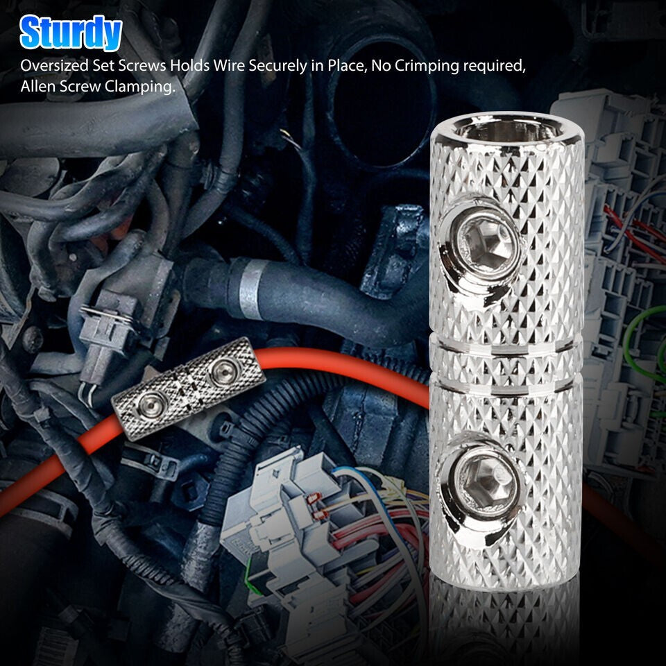 4pcs Wire Coupler Terminal Butt Connector 8 GA Gauge Input and Output Set Screw