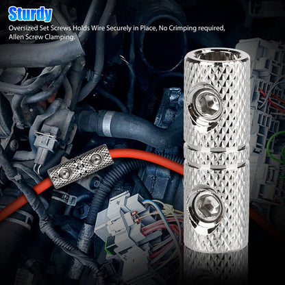 4pcs Wire Coupler Terminal Butt Connector 8 GA Gauge Input and Output Set Screw