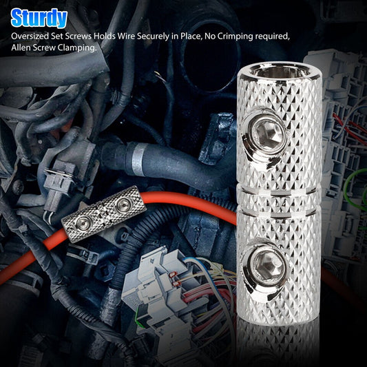4pcs Wire Coupler Terminal Butt Connector 8 GA Gauge Input and Output Set Screw