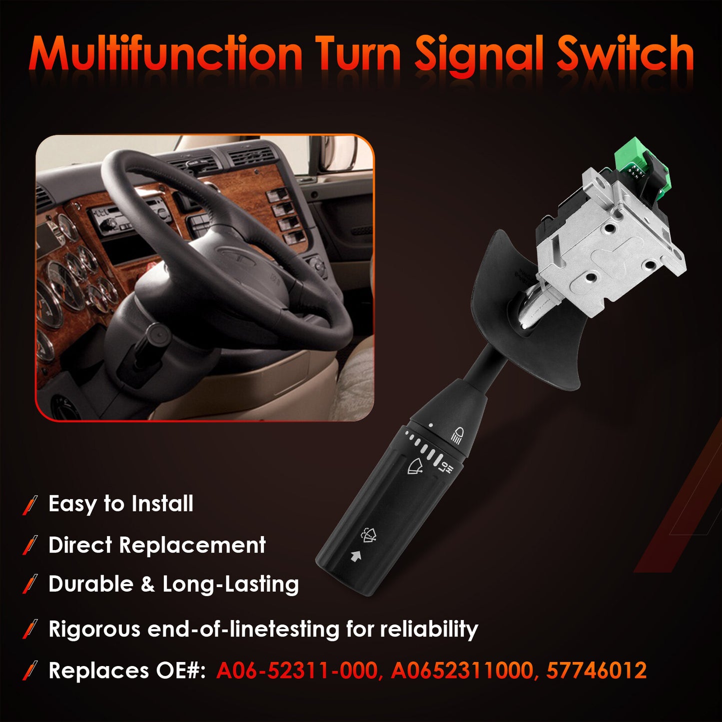 Turn Signal Windshield Wiper Switch For 2008+ Freightliner Cascadia A0652311000