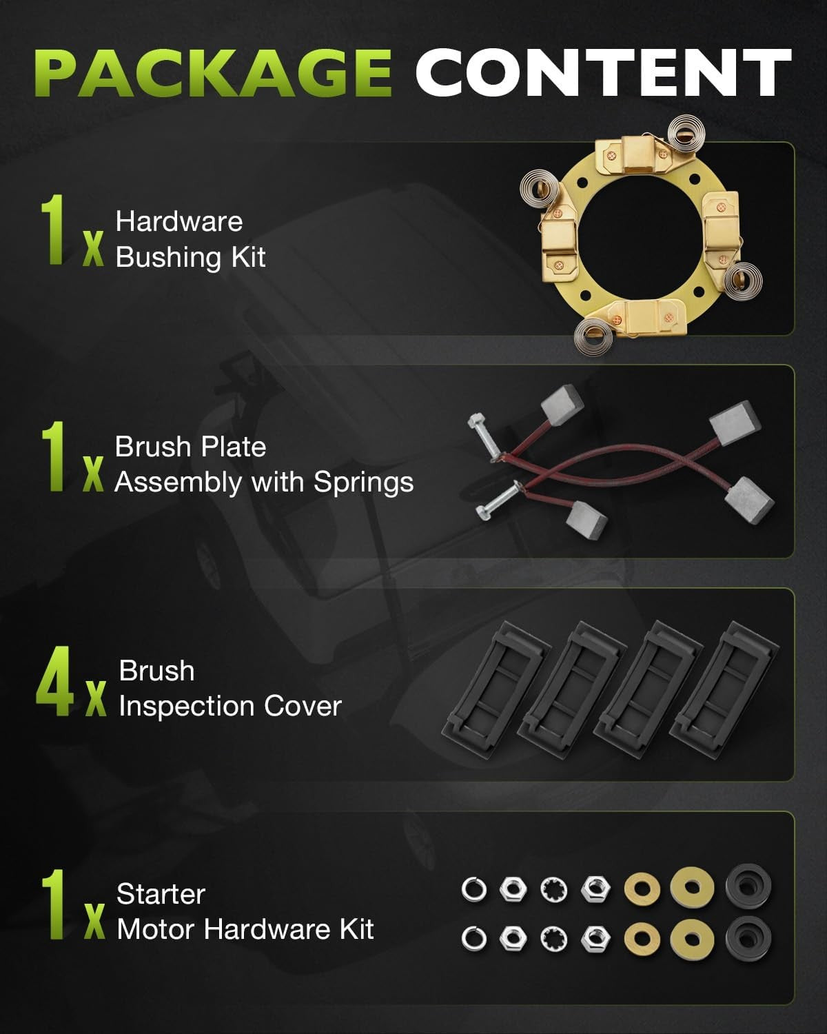 Starter Generator Brush Repair Set For 2010-Up Club Car Precedent Gas Golf Cart