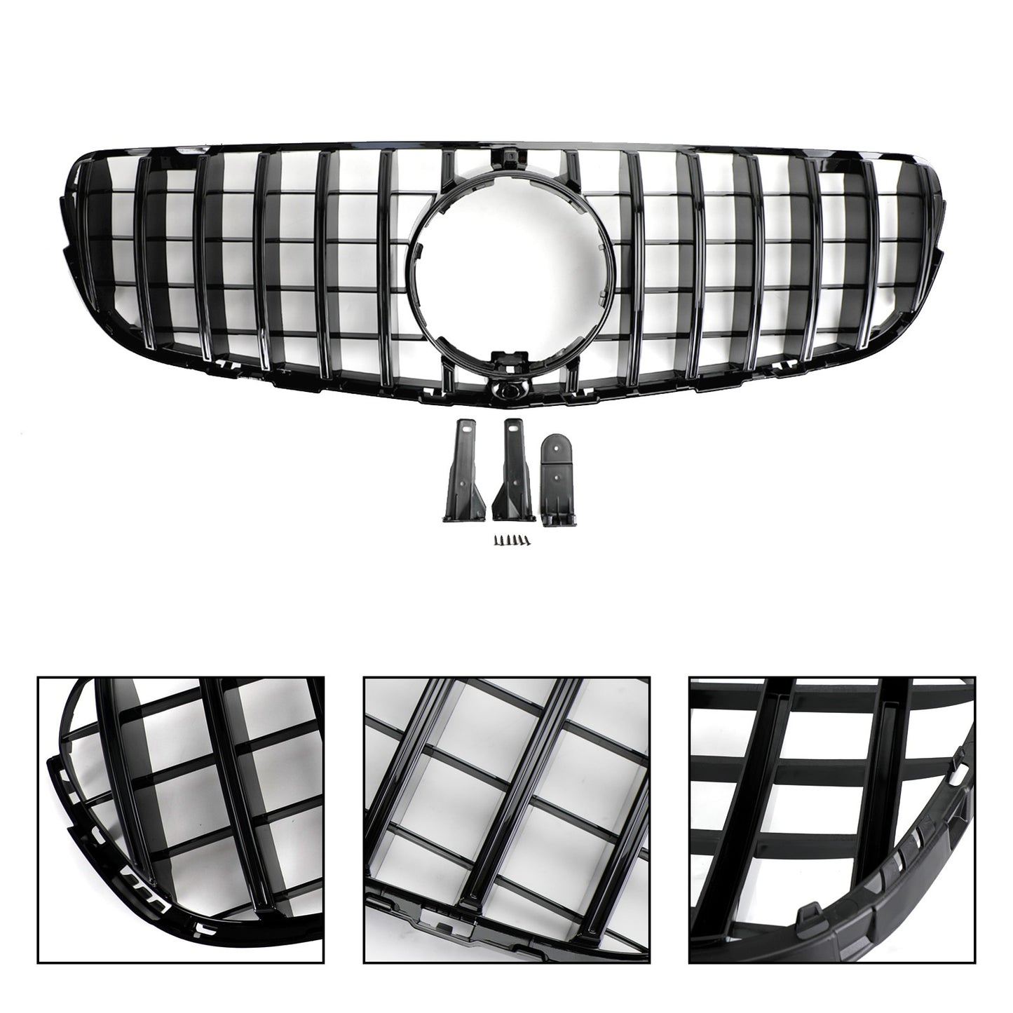 Front Bumper Grille Grill Fit Mercedes Benz GLC X253 C253 2015-2019 Gloss Black