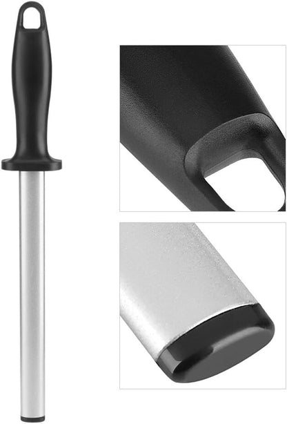 10 Inch Diamond Knife Sharpening Steel Honing Rod Oval Stick Kitchen Sharpener