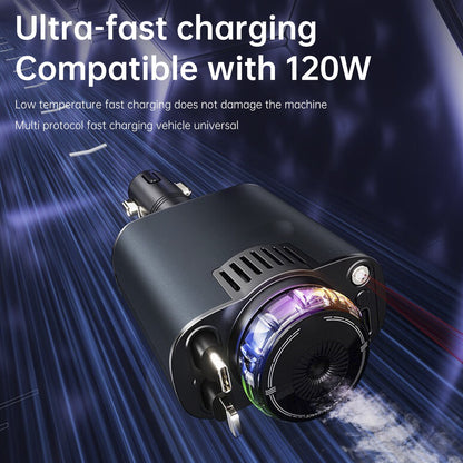 120W Super Fast Car Charger Retractable Cable Car Air Freshener Starry Sky Roof