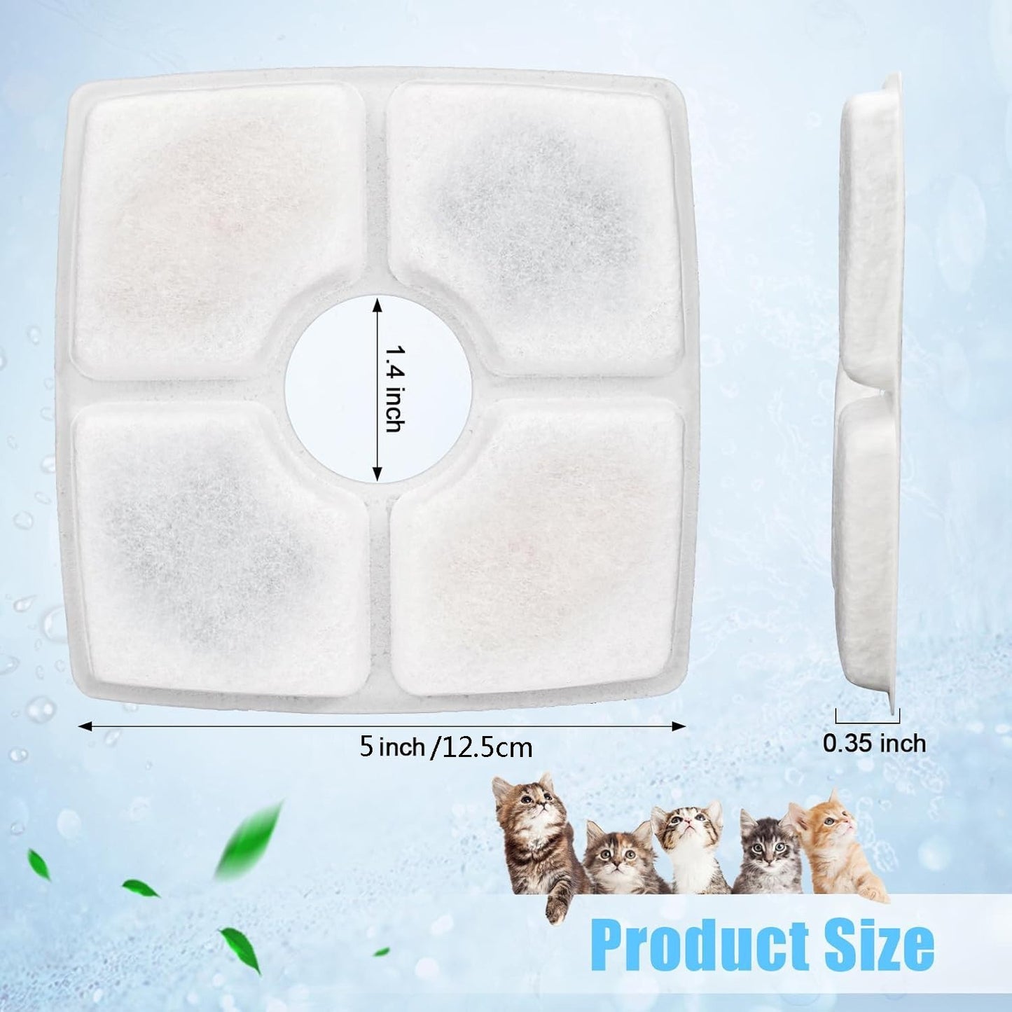 10pcs Pet Cat Water Fountain Filters Replacement for Square 84oz Automatic Fount