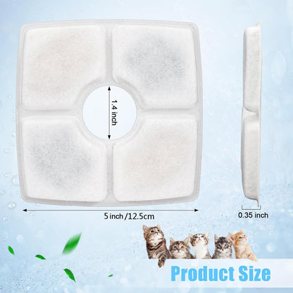 10pcs Pet Cat Water Fountain Filters Replacement for Square 84oz Automatic Fount