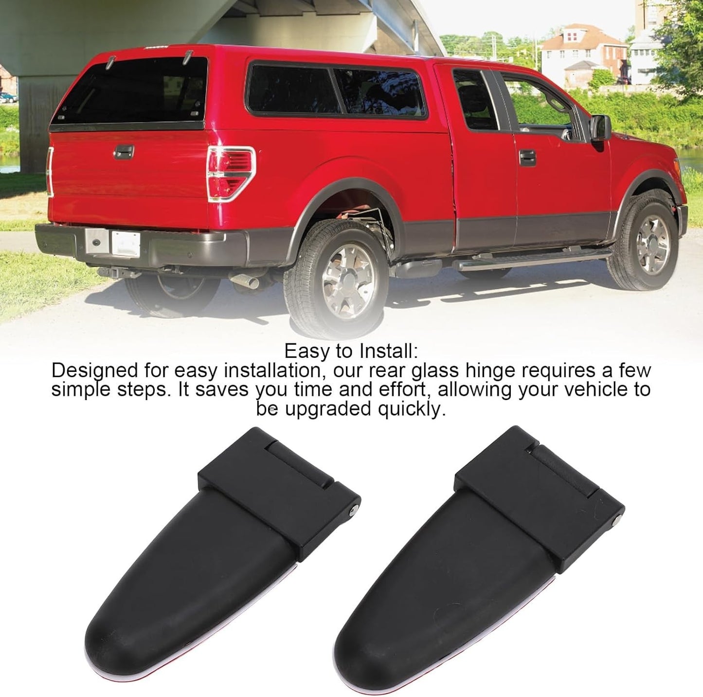 2 All Glass Rear Door Hinges with Hardware 103528-100XL/100LE for LEER Truck Cap
