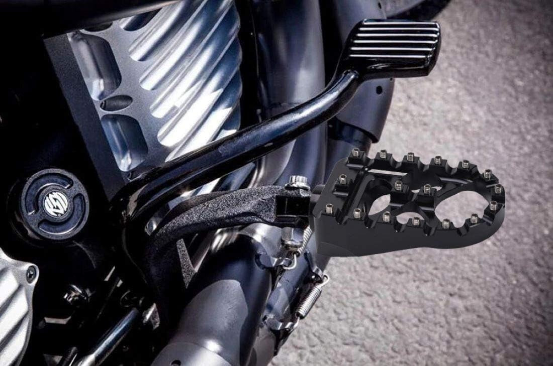 Black Wide Foot Pegs MX Style Footpegs For Harley Dyna Street Bob Low Rider