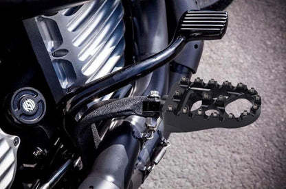 Black Wide Foot Pegs MX Style Footpegs For Harley Dyna Street Bob Low Rider