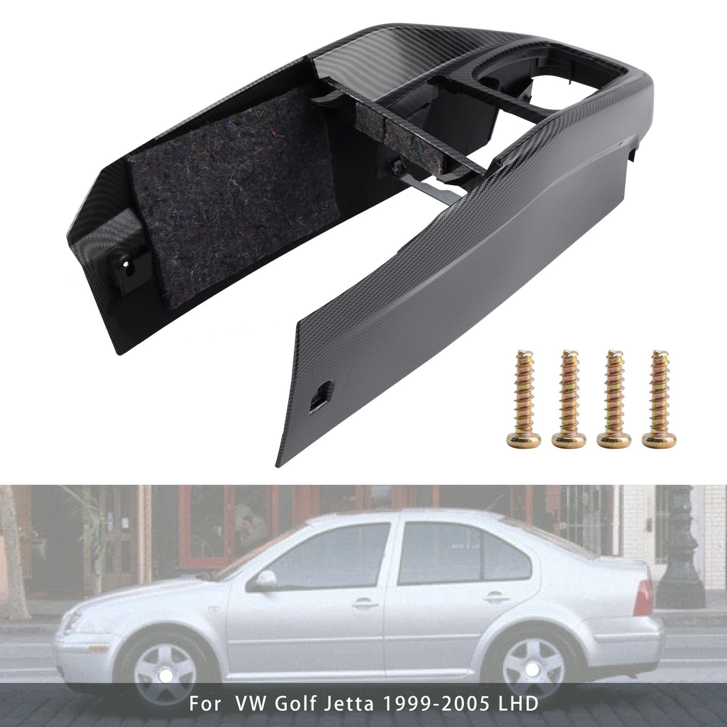 Car Center Console Trim 1J1863201D For VW Golf Jetta Carbon Fiber Pattern
