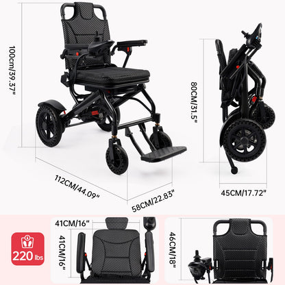 360W Electric Wheelchair Lightweight Folding Wheelchair for Adults Seniors_Black
