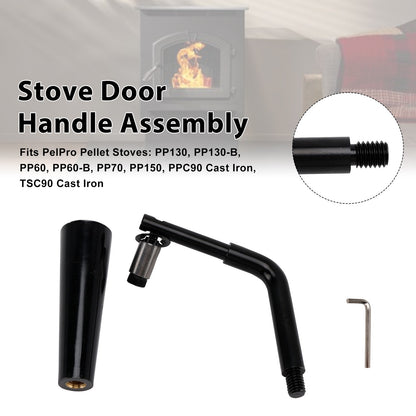 Threaded Door Handle Assembly for PelPro Stoves PP60 PP70 PP130、150 PPC90 TSC90