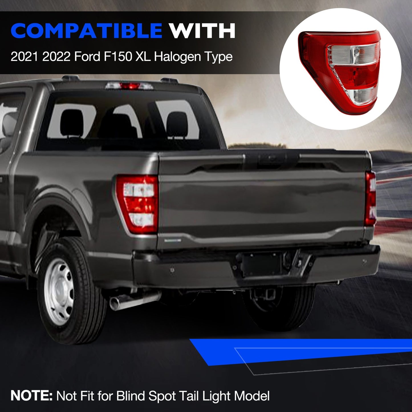 Halogen Taillight Lamp Assy Left Driver Side For 21-23 Ford F-150 XL ML3Z13405E