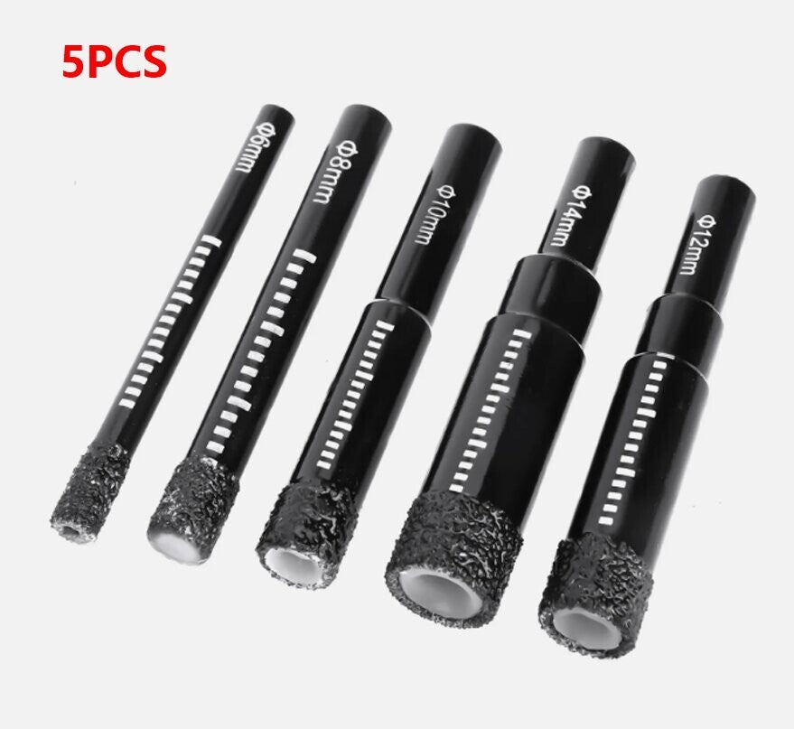 5x Dry Diamond Drill Bit Round Shank Hole Saw For Porcelain Granite Tile Ceramic