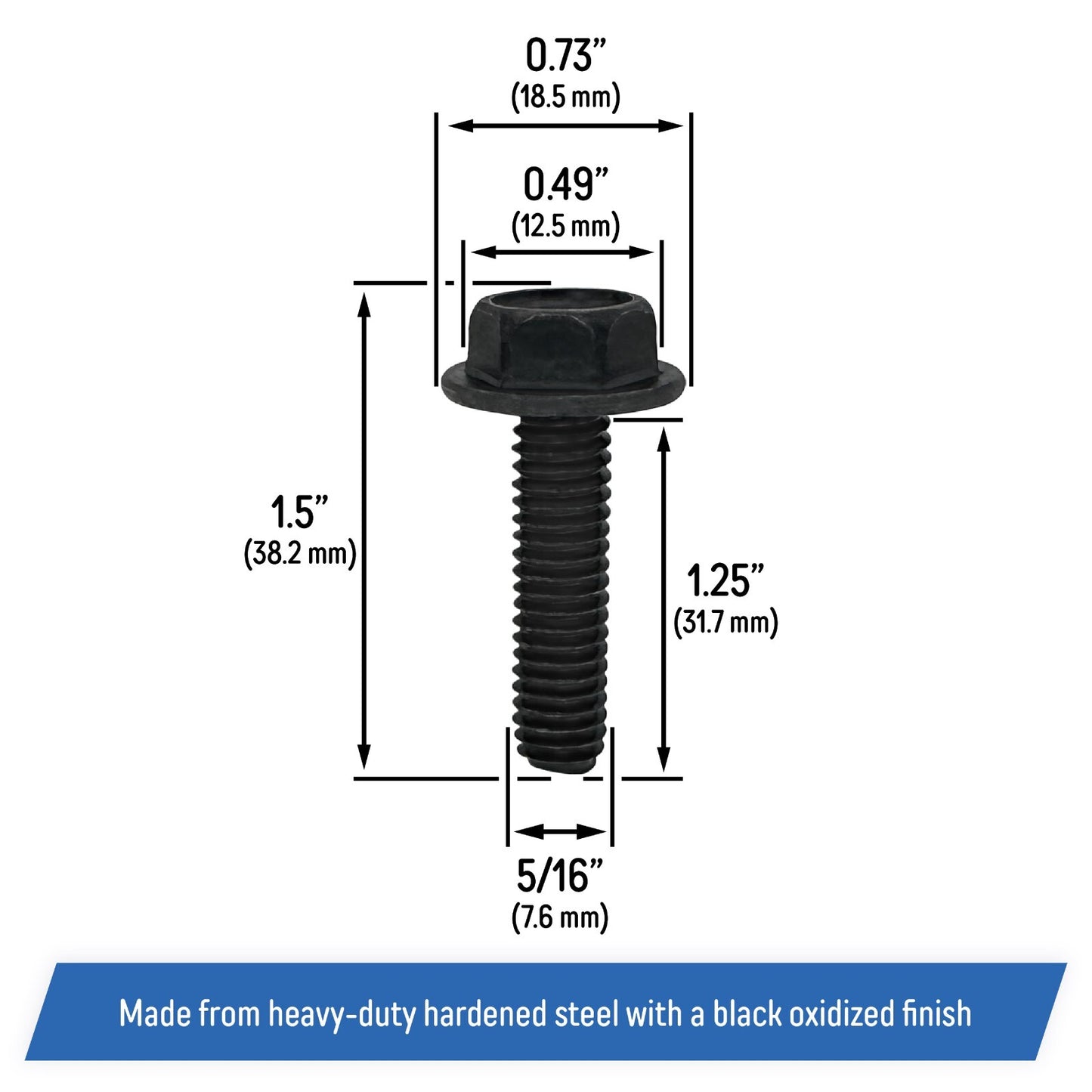 Blade Spindle Hex Head Screw Bolt for Husqvarna, Poulan - 584953901, 539107630