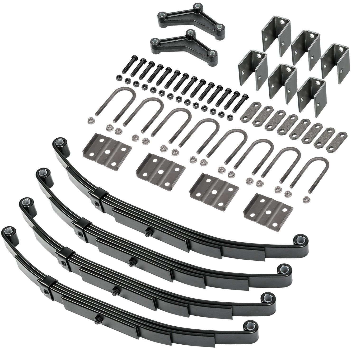Solid Spare 3500lbs Tandem Trailer Axle Suspension Kit Leaf Springs U-bolt + Hanger Set