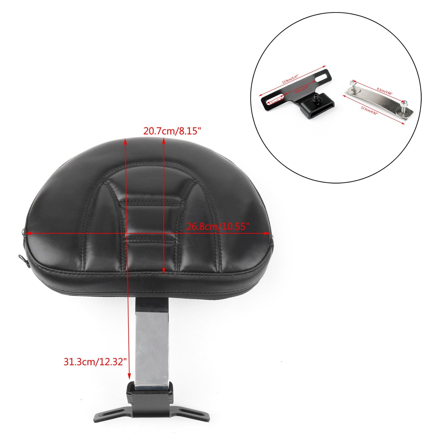 Driver Seat Rider Backrest Pad For 07-17 Fatboy FLSTF Heritage Softail CH