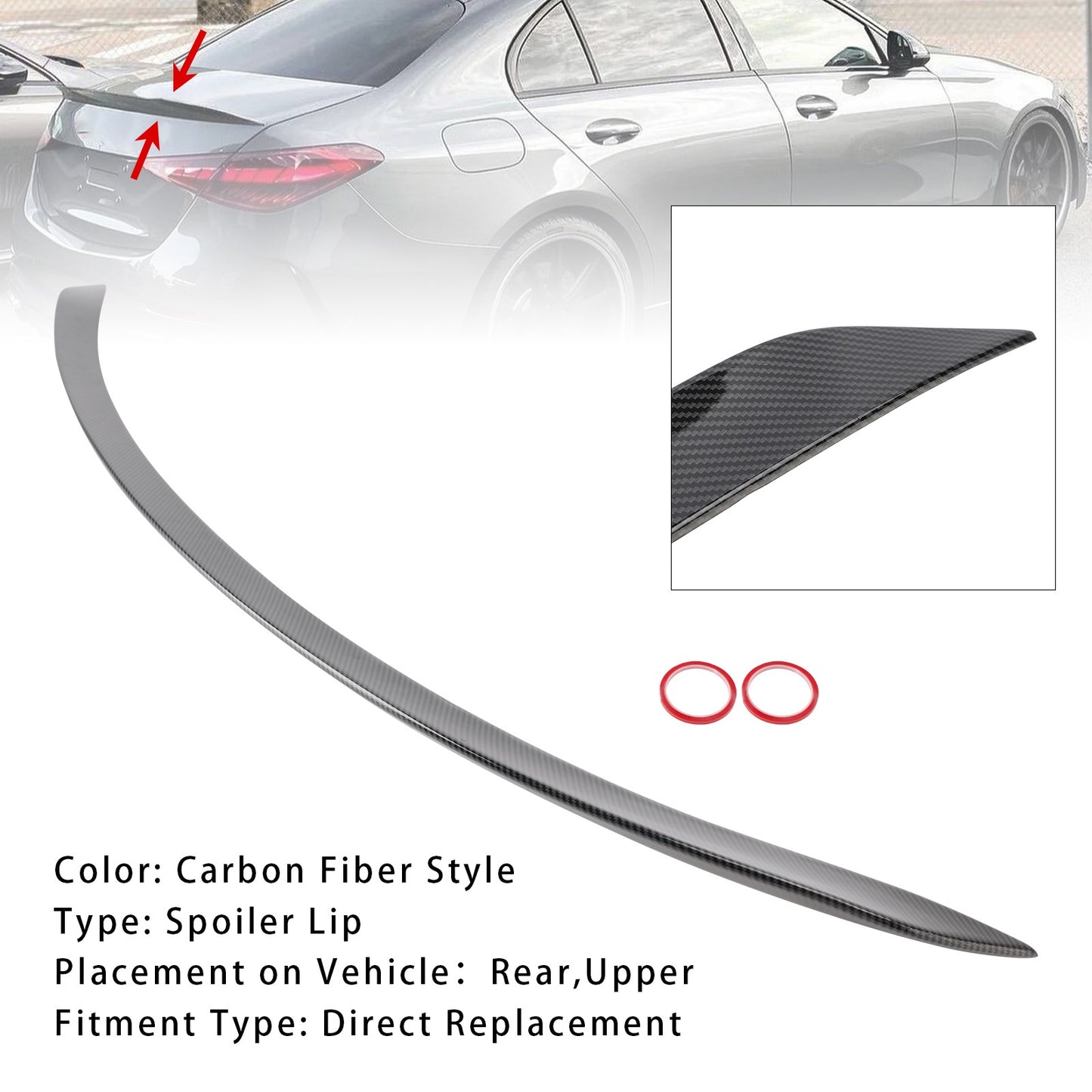 Carbon Fiber Look Rear Spoiler Wing For Mercedes Benz W206 C63S Style 2022+