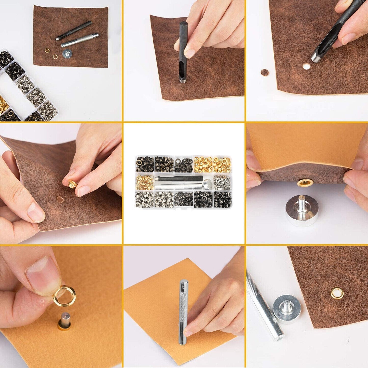 400-Pack 3/16in Grommet Eyelet Kit Hole Punch Tool Set for Leather Fabric Canvas