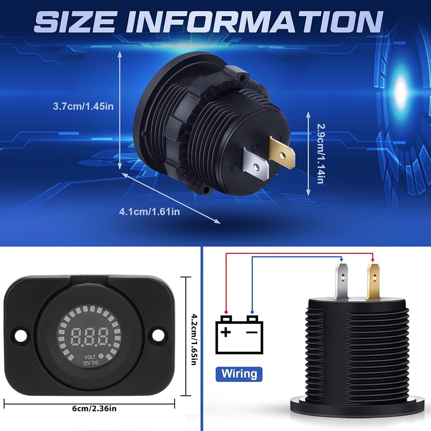 2x Waterproof Car Battery Meter Voltmeter LED Digital Display Voltage Gauge 12V