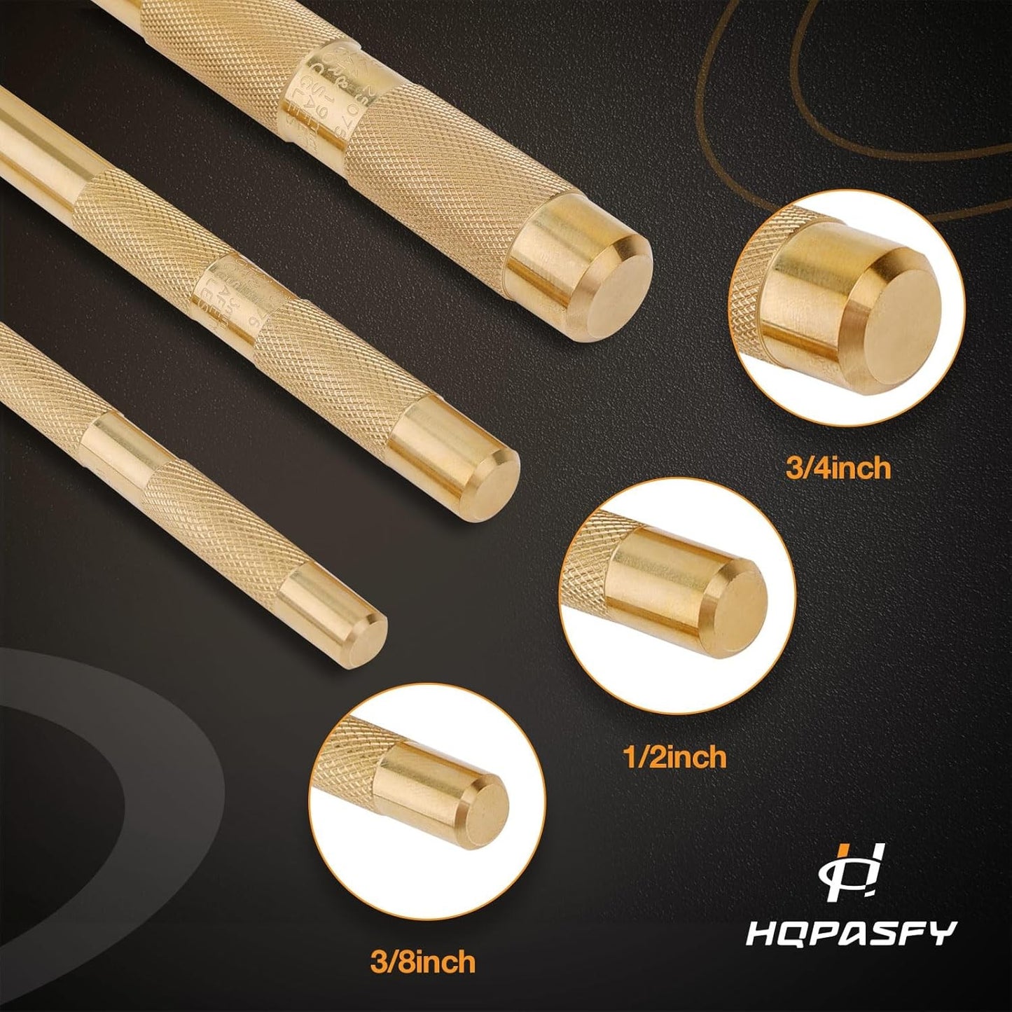 Set of 3 Brass Drift Punch Set 3/8" 1/2”3/4" 25075 25076 25077 Brass Punches