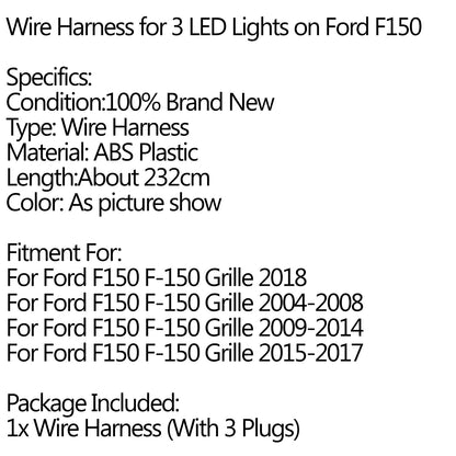 Raptor Grille Grill LED Light Wiring Harness Cable Fit Ford F-150 F150