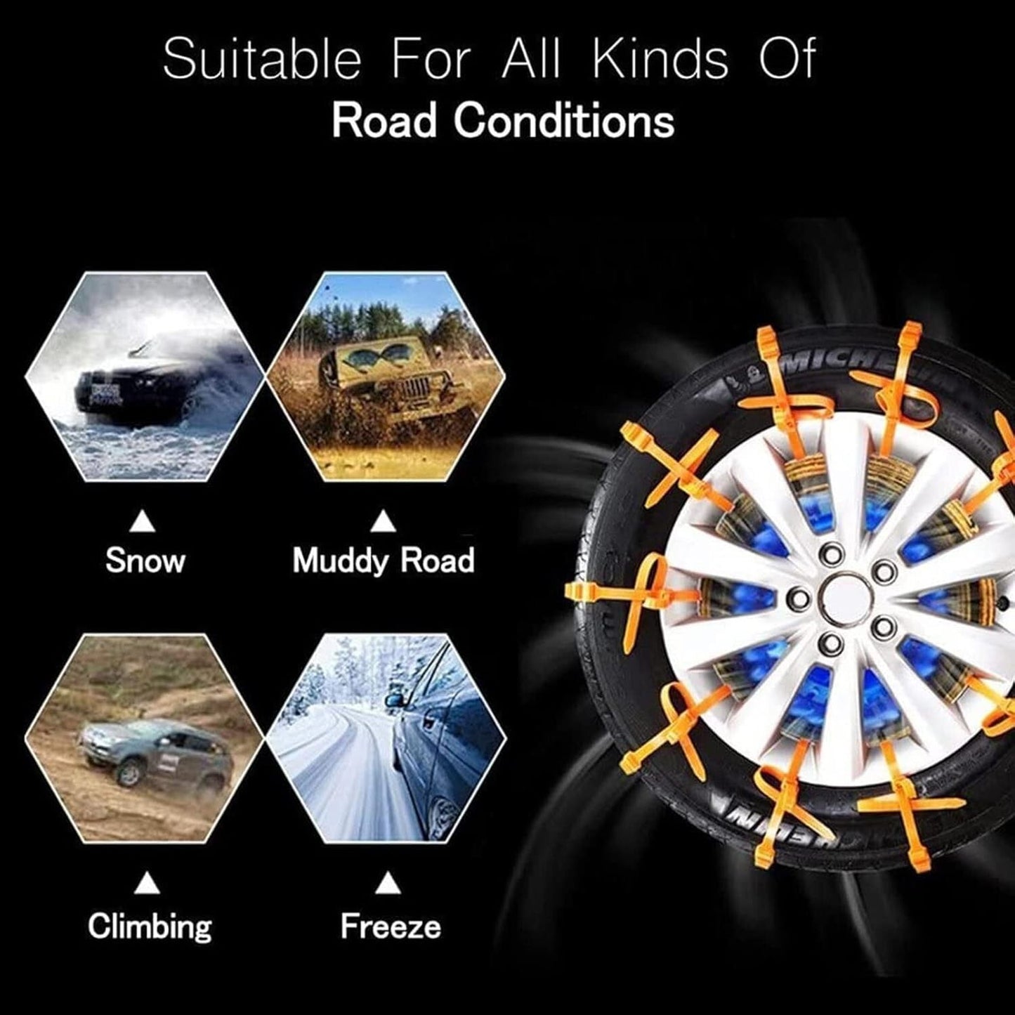 20pcs Winter Anti-skid Chains for Car Snow Mud Wheel Tyre Thickened Tire Tendon
