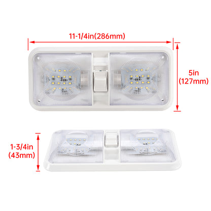 Solid Spare 2PCS 12V LED White Ceiling Fixture Double Dome Light For Camper Trailer RV