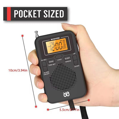 Portable Pocket AM FM Radio w/Digital LCD Screen Display Loud Speaker for Sports
