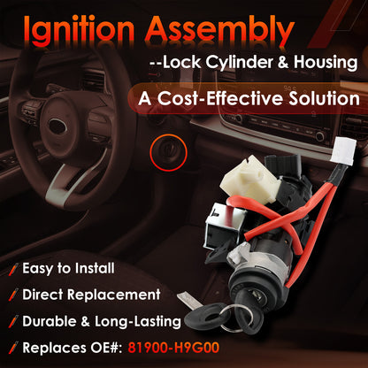 Ignition Lock Cylinder Switch & Cylinder Housing with Keys For 2021-2023 Kia Rio