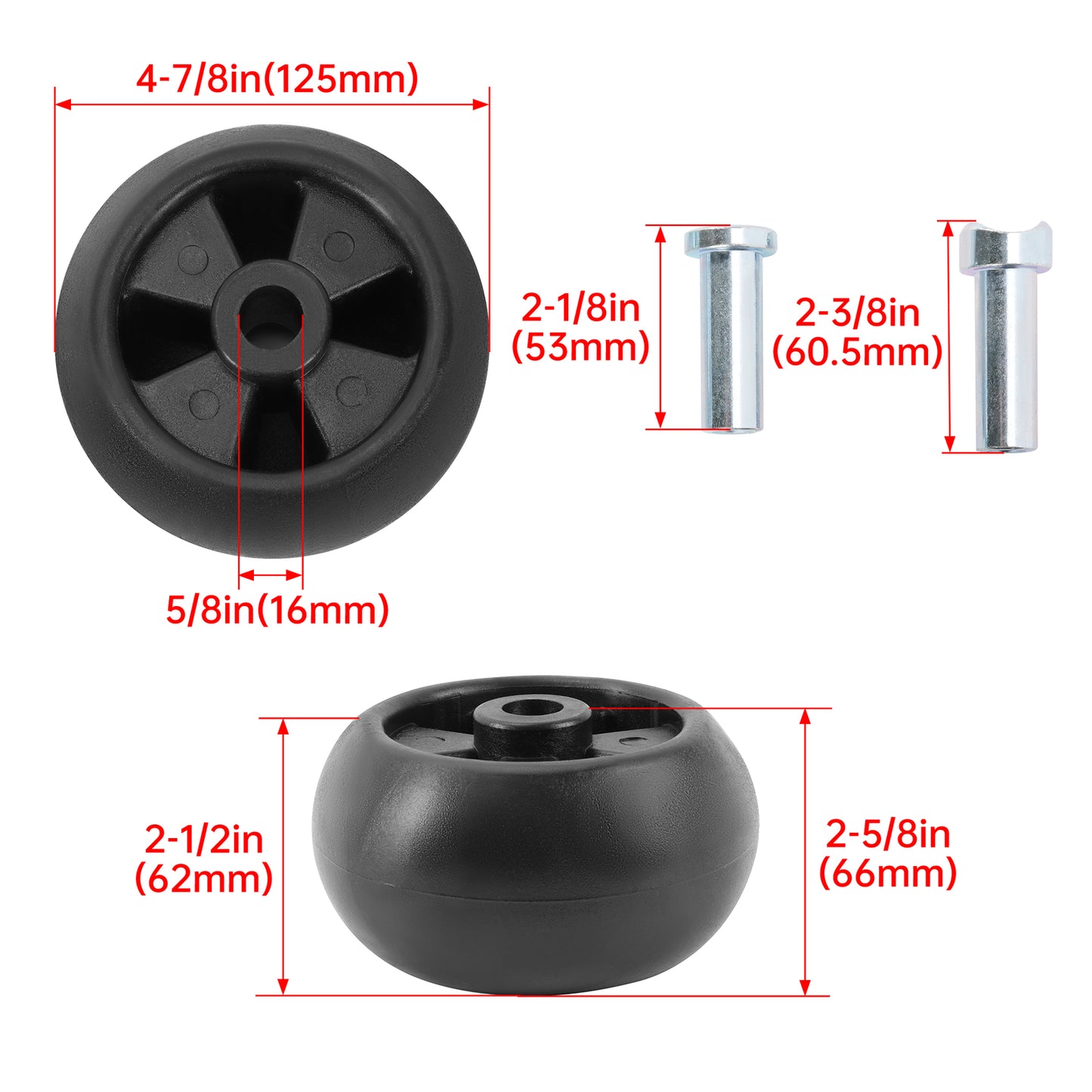 Solid Spare Deck Wheel Kit for John Deere Mower GT242 GT262 GT275 GX325 GX335 GX345 GX355