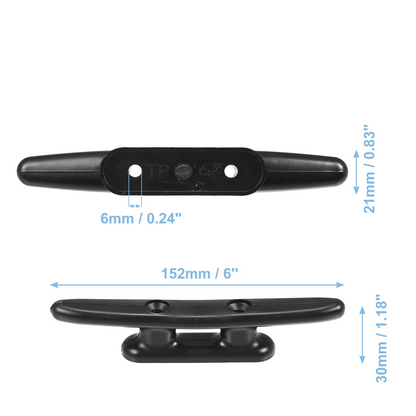 Universal 152mm 6'' Boat Cleat Rope Cleat Boat Dock Cleats Black Pack of 5