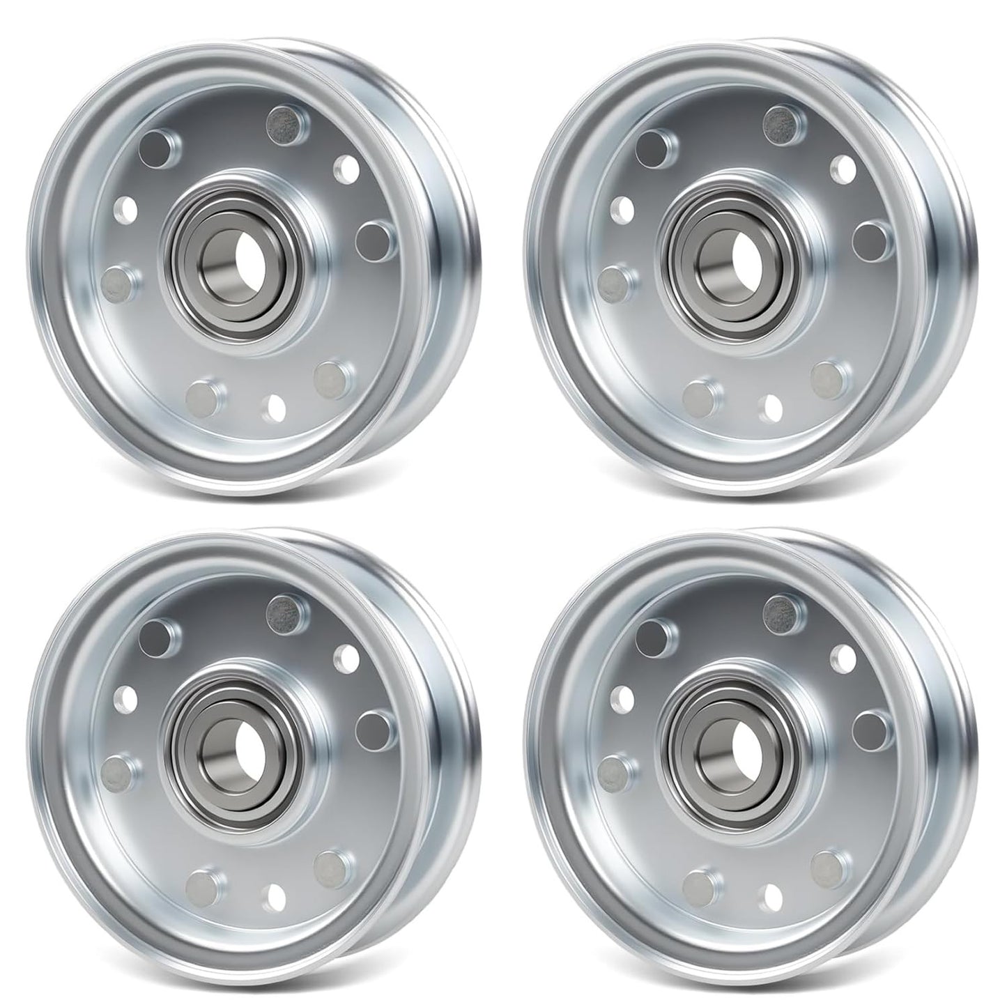 4Pcs 164090 Idler Flat Pulley For RFM Series 4' 5' 6' Finish Mower Lawn Tractor