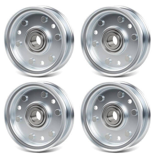 Solid Spare 4Pcs 164090 Idler Flat Pulley For RFM Series 4' 5' 6' Finish Mower Lawn Tractor