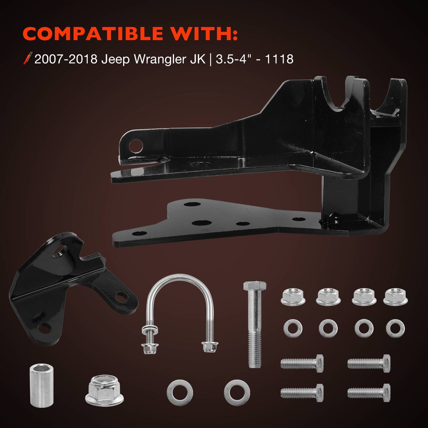 Front Track Bar Relocation Bracket For 07-18 Rough Country Jeep JK Wrangler 1118