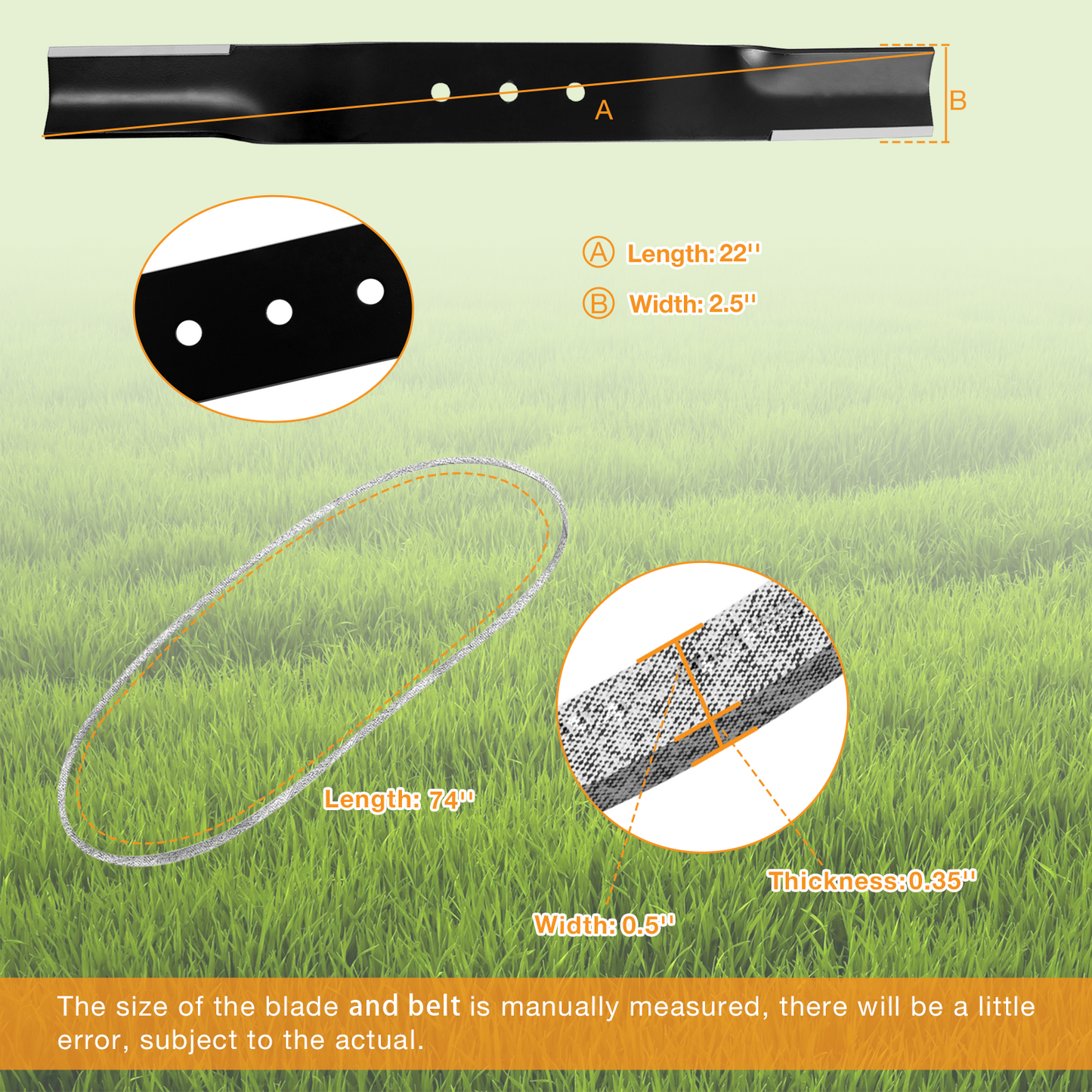 2X 9036 Lawn Mower Blade & 74" 4220 Belt Set For Swisher 44" Finish Cut Mowers