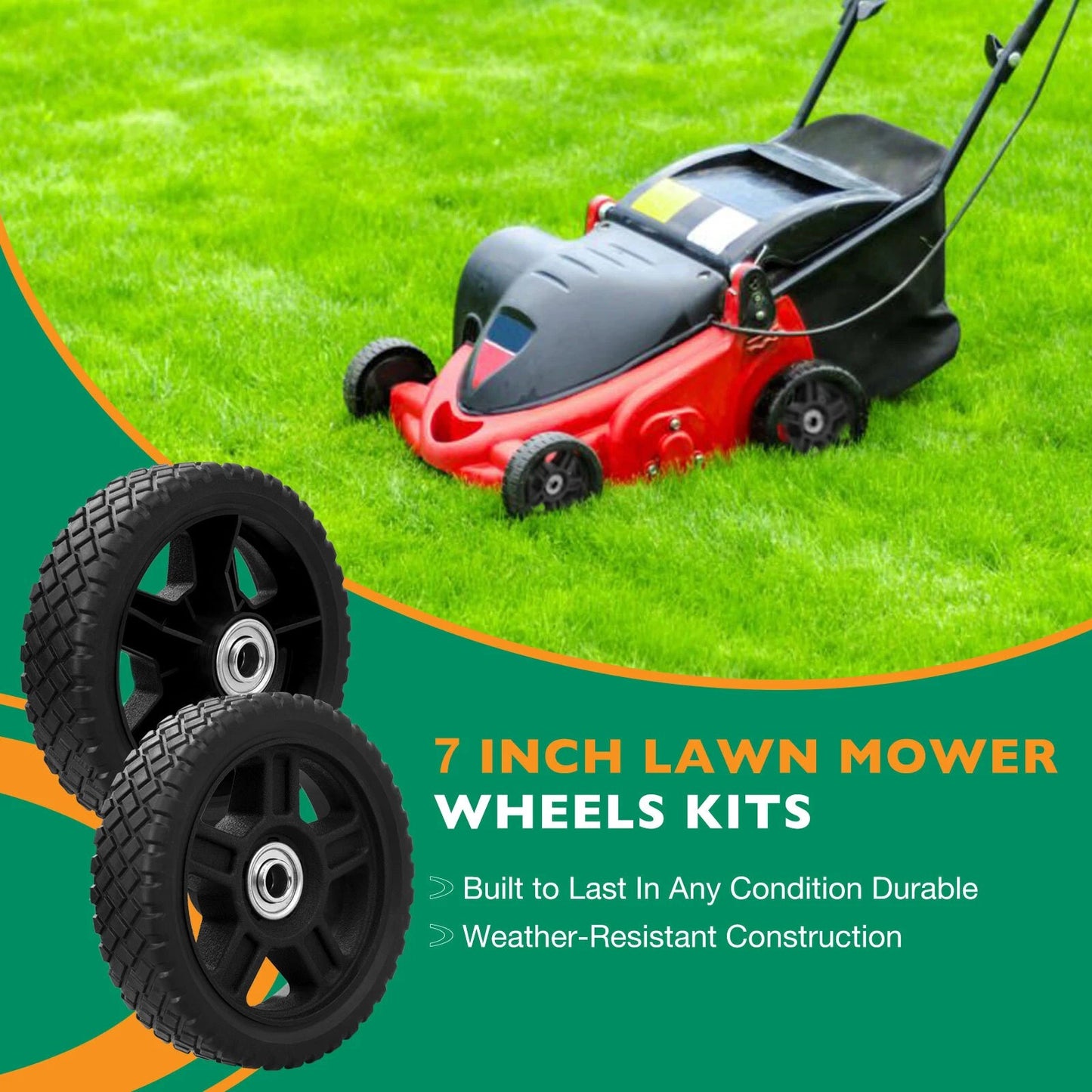 2x 7" Push Lawn Mower Plastic Wheels Fit Craftsman Mower Generator Garden Tiller