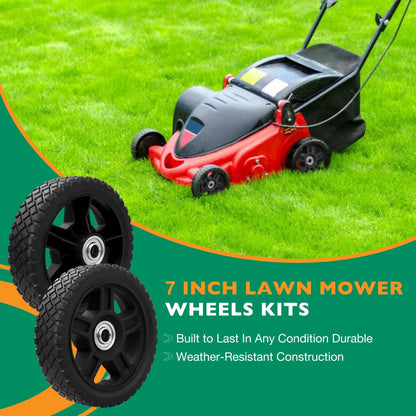 2x 7" Push Lawn Mower Plastic Wheels Fit Craftsman Mower Generator Garden Tiller