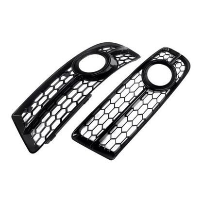 Front Bumper Honeycomb Fog Grille Cover For Audi A4 B7 S-Line S4 2005-2008 Black