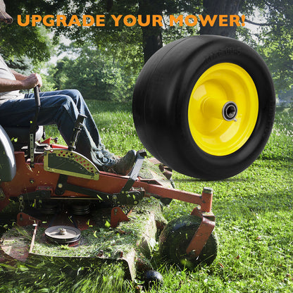 2x 11x6.00-5 Front Flat Free Tire Wheel Set w/ Bearings For Zero-Turn Lawn Mower