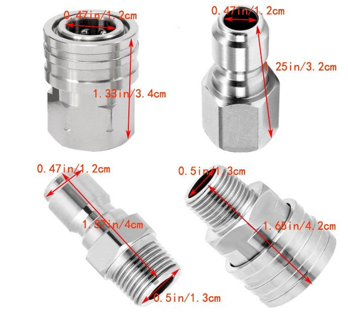 4Pcs NPT 1/4 Inch Pressure Washer Adapter Stainless Steel Quick Connect Fitting