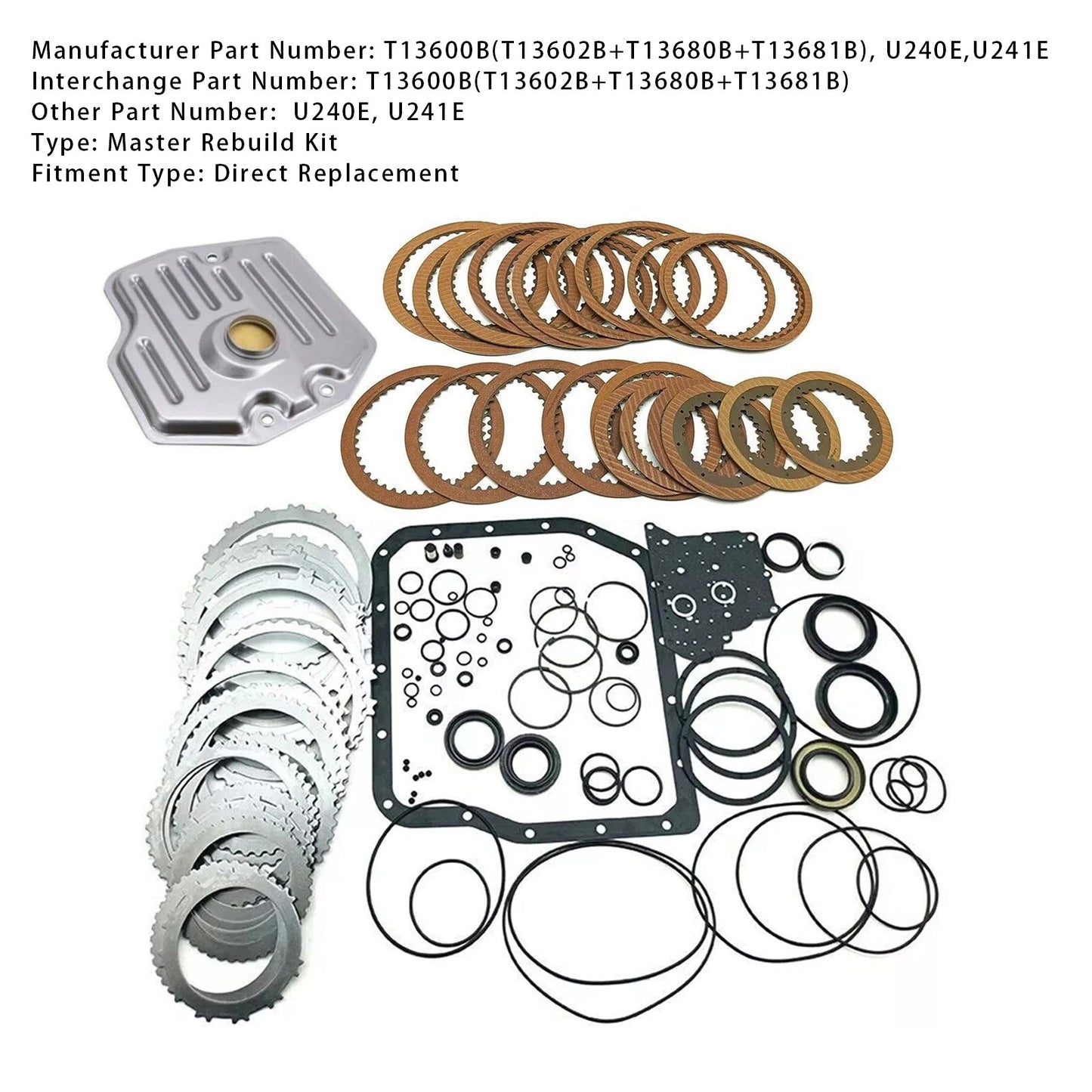 U240E U241E Auto Transmission Master Rebuild Kit Clutch Discs Gasket For Toyota